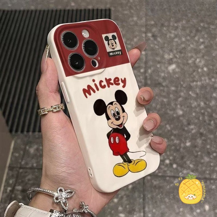 สําหรับ IPhone 16 15 14 Plus 13 12 11 Pro Max X XR XS Max 7 8 Plus ที่น่าสนใจและน่ารักยืน Mickey เคสโทรศัพท์ปกอ่อน