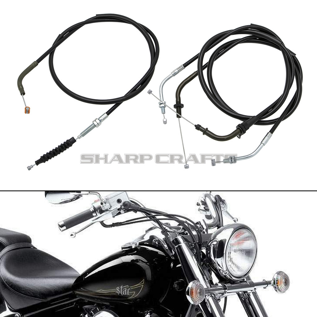รถจักรยานยนต์เหล็กสายคันเร่ง Line & สายคลัตช์ชุดสายไฟสําหรับ Yamaha V-star XVS XVS400 XVS650 Dragsta