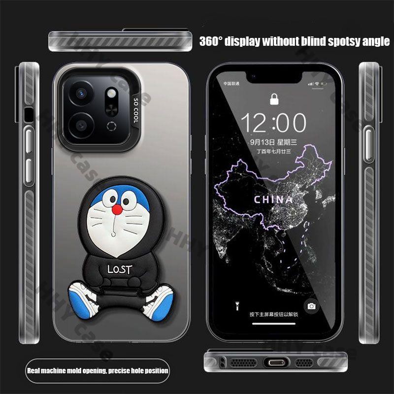 เคส OPPO Reno 14 14F 5G เคส OPPO Reno 14 Pro 5G เคส Doraemon Matte Hard กันกระแทกแม่เหล็กผู้ถือแหวนยึดกล้องป้องกันลายนิ้วมือขาตั้งโทรศัพท์