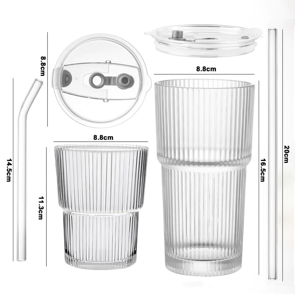 แก้วบอโรซิลิเกต มีฝาและหลอด 600ml กันรั่ว thumbnail 8