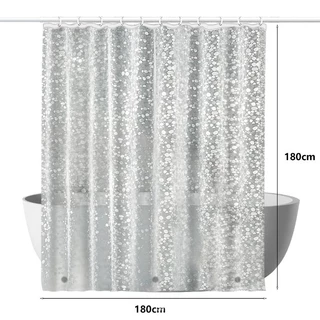 ม่านอาบน้ำ 3D 180*200cm/180*180cm วัสดุพลาสติก กันน้ำ ม่านอาบน้ำโปร่งใส ทนทาน ป้องกันโรคราน้ำค้าง