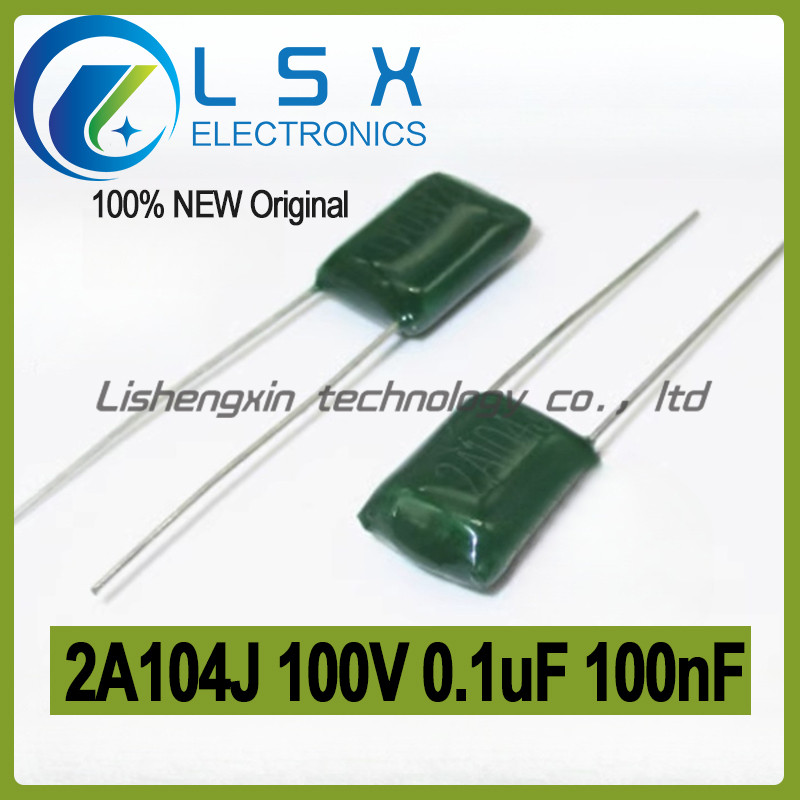 20-100 ชิ้น 2A104J 100V ตัวเก็บประจุโพลีเอสเตอร์ 104PF 100nF 0.1uF 104J