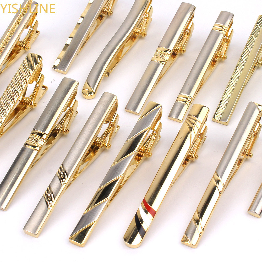 Goldren Tie Clip สําหรับผู้ชายเมตร Tie คลิปโลหะผสม Tie Bar คุณภาพเคลือบ Tie Collar Pin คริสตัล Corba