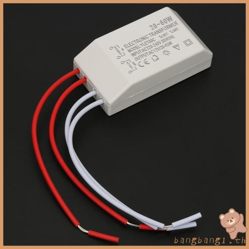 Bangb 220V ถึง 12V หม้อแปลงอิเล็กทรอนิกส์ AC 220V ถึง 12V 20-60W ไฟฮาโลเจน LED Driver แหล่งจ่ายไฟ Transformer Dimming