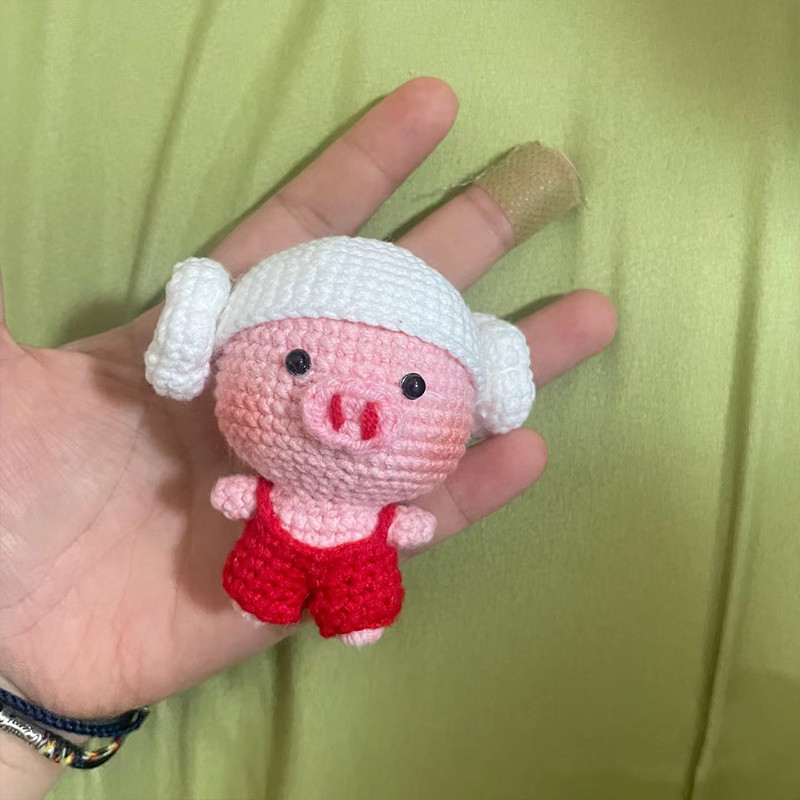 diy Cute Pig Pendant Street Adorable Piglet Yarn Internet Celebrity Crochet Doll Same Style Keychain