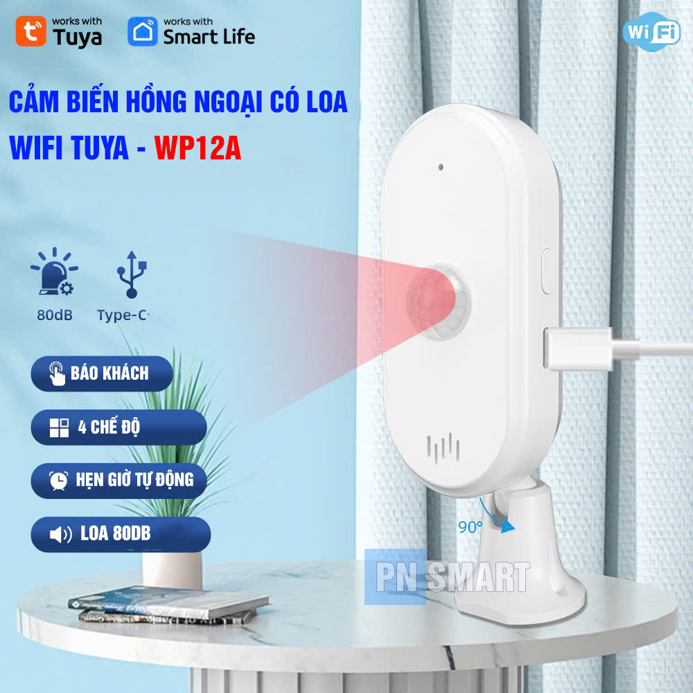 เซ็นเซอร์ตรวจจับความเคลื่อนไหวอินฟราเรดพร้อมลําโพงสัญญาณเตือน Wifi Tuya WP12A – สัญญาณเตือนภัยแขก, สัญญาณเตือนภัยขโมย