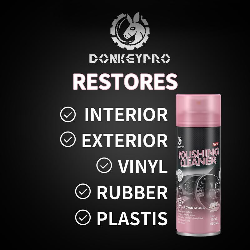 DONKEYPRO Car Cleaner Spray All-in-One Dashboard Wax for Plastic, Rubber, Interior Care 450ML Anti-O