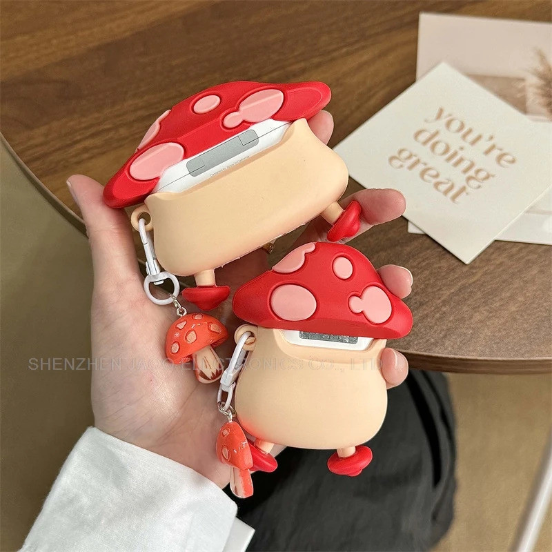 สําหรับ Huawei Freebuds 4 4i 4E 5 5i 6i SE2 SE3 Pro 2 3 4 คลิปกรณีการ์ตูนเห็ดซิลิโคนหูฟังป้องกันกรณี