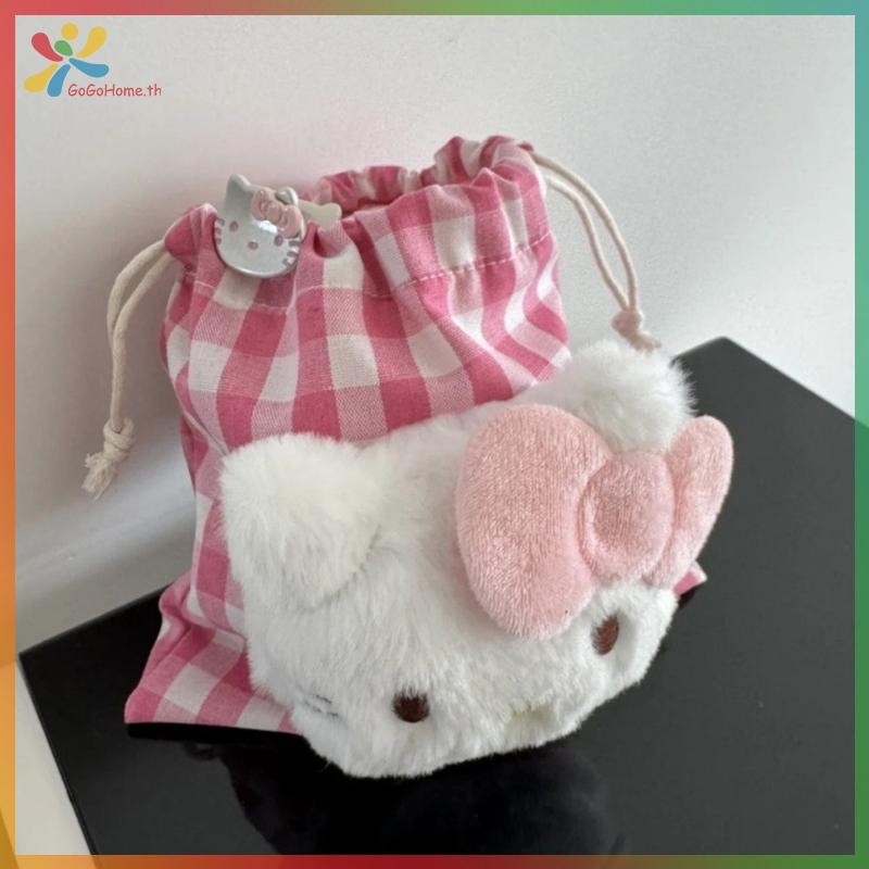 GOGO Hello Kitty กระเป๋าถือสำหรับใส่เหรียญและเครื่องประดับ แบบเชือกกระชับ