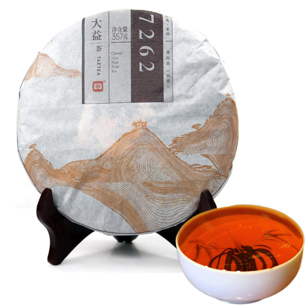 Dayi Matang 357g เค้กชา Pu-erh ปรุงสุกต้นไม้โบราณยูนนานชาดําสุขภาพประโยชน์สีเขียวสีแดงดิบ Puerh