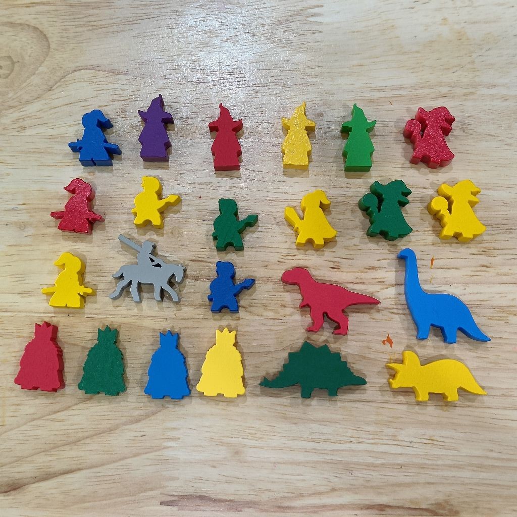 ถูกสุดๆ พร้อมส่ง Wood Token โทเคนไม้ ตัวเดินบอร์ดเกม ไดโนเสาร์ พระราชา นักดาบ จอมเวทย์