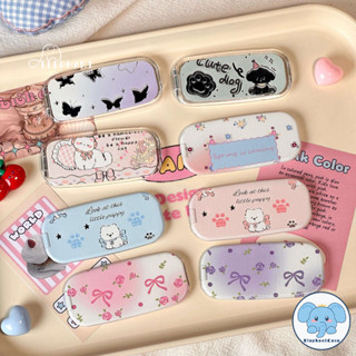 กระจกติดโบว์ดอกไม้โรแมนติกรูปลูกสุนัขสีขาวลายผีเสื้อเชอร์รี่…