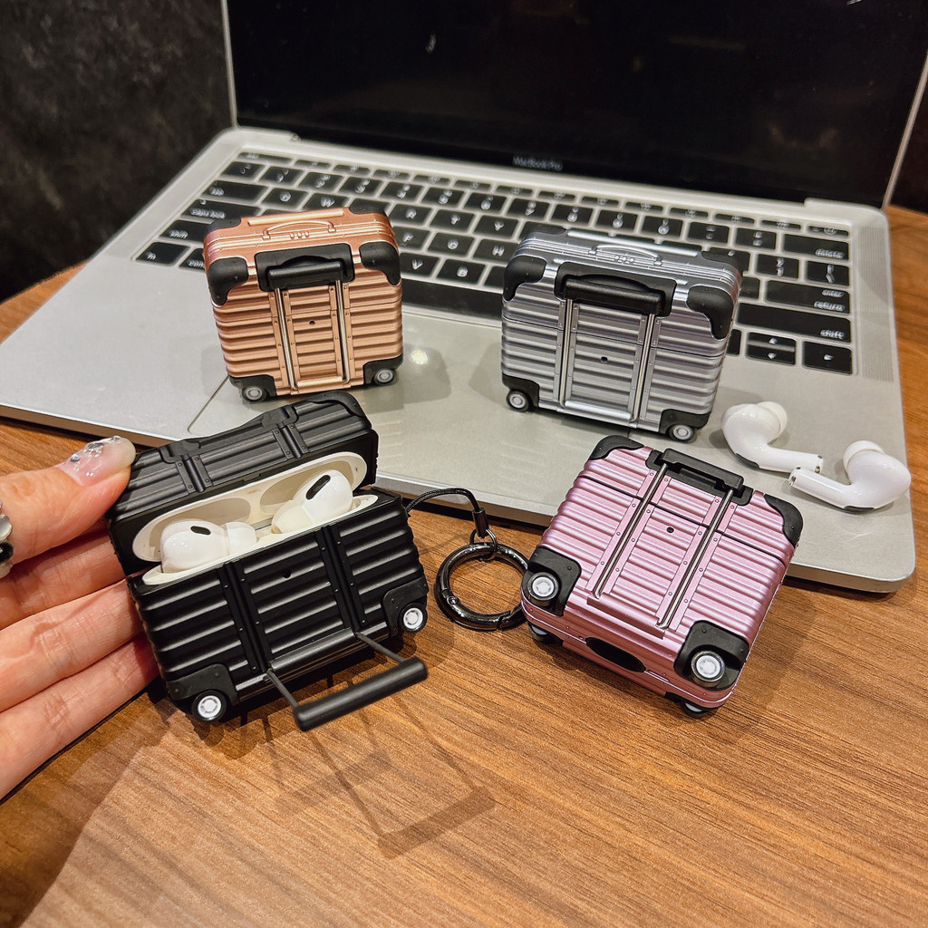 กระเป๋าใส่หูฟัง Airpodspro2 เคสรถเข็นสร้างสรรค์ Airpods4 เคสหูฟังบลูทูธไร้สายพร้อมขายึดครอบงํา AirPods Pro ความรู้สึกโลหะ