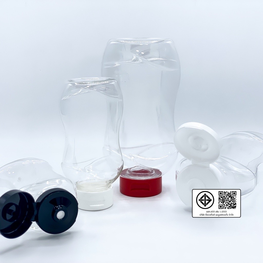 ขวด PET 200 500 มล ฝาหมุนมี/ไม่มีซิลิโคน ไม่หก ไม่หยด ขวดใส่ซอส น้ำจิ้ม by กำตังค์