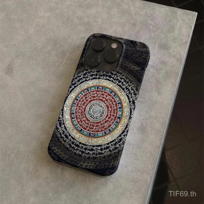 อินเทรนด์ Retro สันสกฤตรูปแบบเคสโทรศัพท์ iPhone เหมาะสําหรับ iPhone xr 11 12 13 14 15 pro xs xsmax 11promax 13 12 14 15 promax 7/8plus Apple เคสป้องกันกันกระแทกเคสแข็ง RHYJ