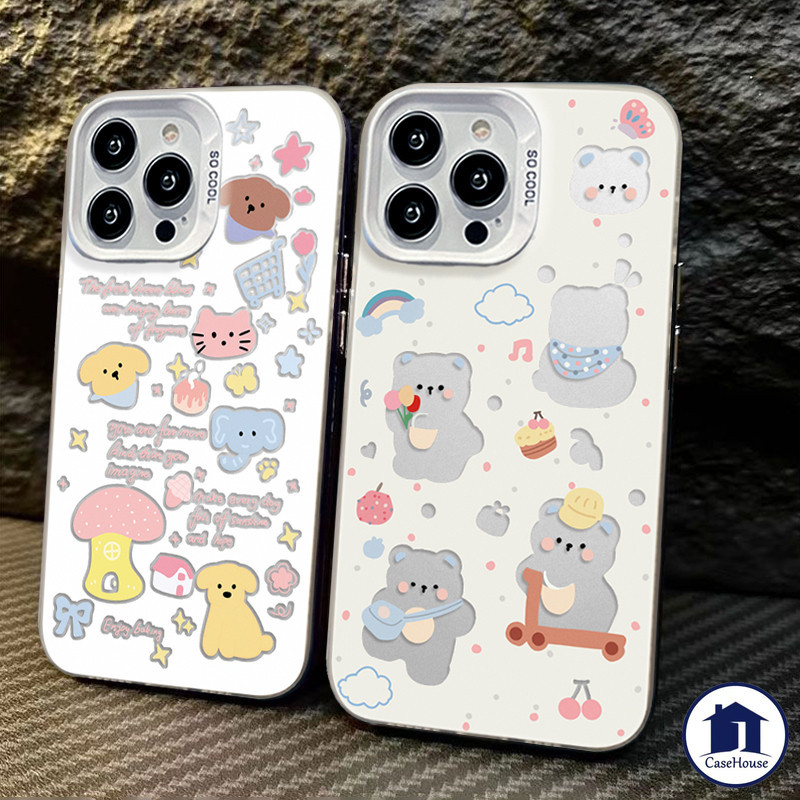 เคส IMD ชุบรูปสัตว์หมีน่ารักสำหรับ Samsung A15 A05 A05s A13 A14 A12 A04s A50s A03s A54 A25 A30s A03 A32 A23 A02s A34
