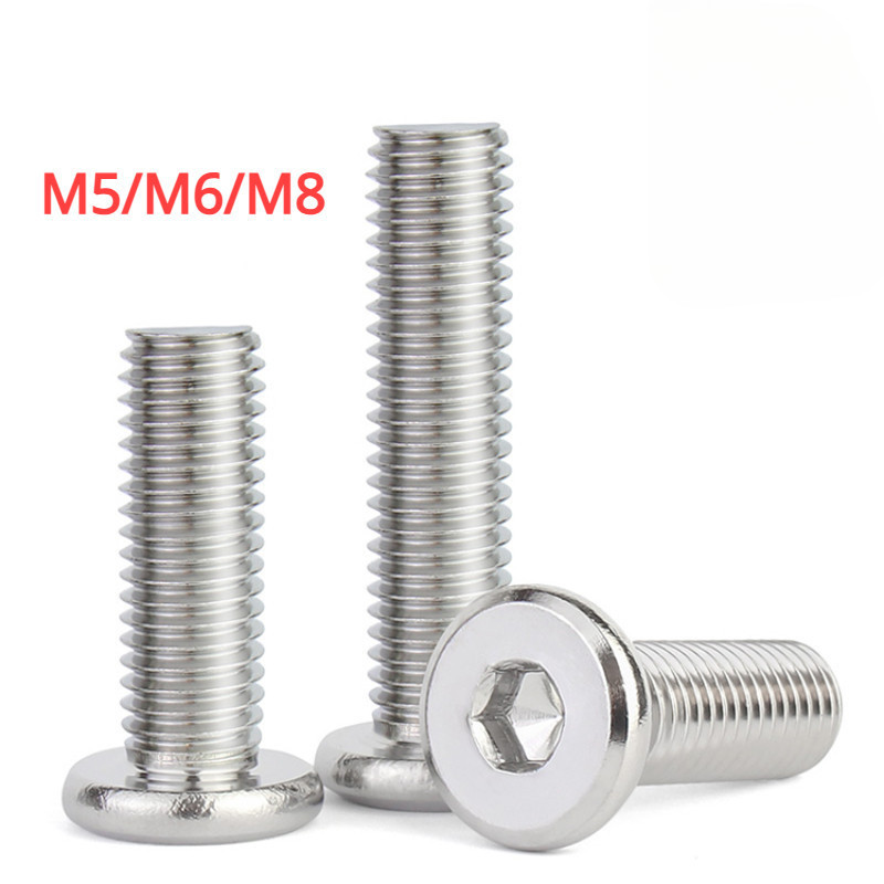 [FGHDB-1-y] น็อต หัวจมแบน หัวกลมแบน สแตนเลส 304 เกลียวมิล หยาบ สกรู M5 M6 M8 / Round Flat Hex Socket Machine Screw SUS304