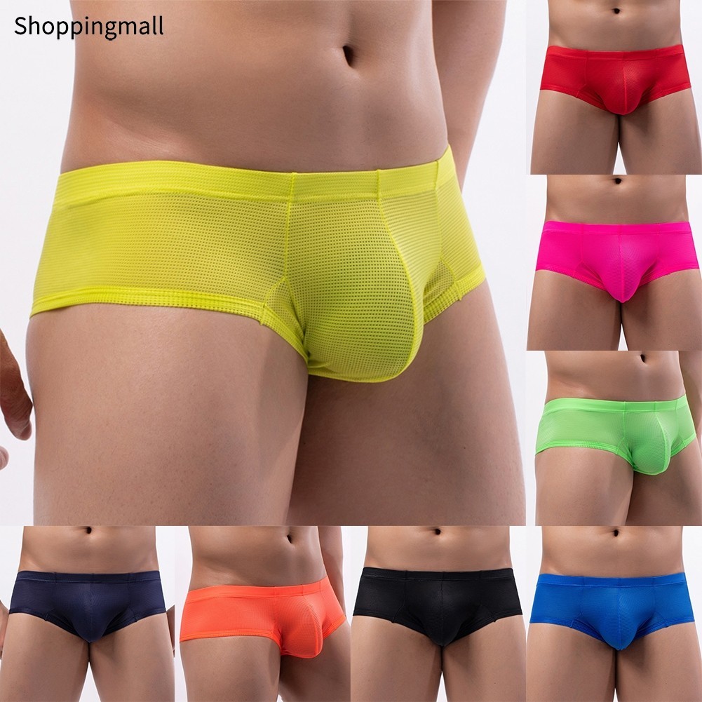 [BETL]Mens Half Hip Wrap กางเกงบิกินี่เซ็กซี่ต่ําเอวชุดชั้นใน U กระเป๋ากางเกงกางเกงขาสั้น