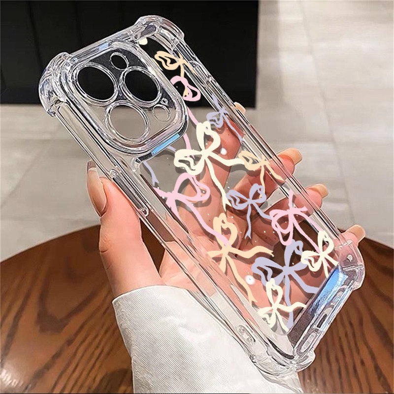 น่ารักนุ่มกันกระแทกกันชนกรณีเข้ากันได้สําหรับ IPhone 14 15 13 12 11 Pro Max XS XR X 8 7 6 6S Plus ผีเสื้อซิลิโคน TPU ฝาครอบโทรศัพท์ปลอก
