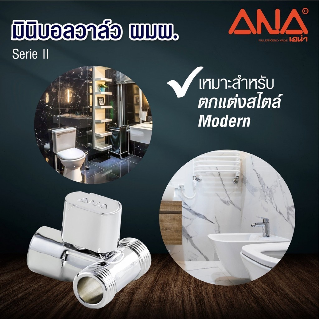 Deluxy Official Shop ANA มินิบอลวาล์วทองเหลือง ผมผ. 1/2 ซีรีย์ 2 (ชุบโครเมียม)