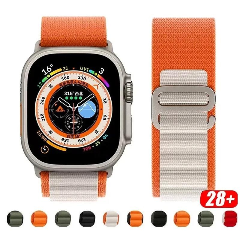 Alpine Loop Strap Band สําหรับ Apple Watch Ultra 49 มม.44 มม.40 มม.45 มม.41 มม.38 มม.42 มม.สร้อยข้อมือไนลอนสําหรับ Iwatch Ultra 2 Series 9 3 4 5 6 7 8 SE