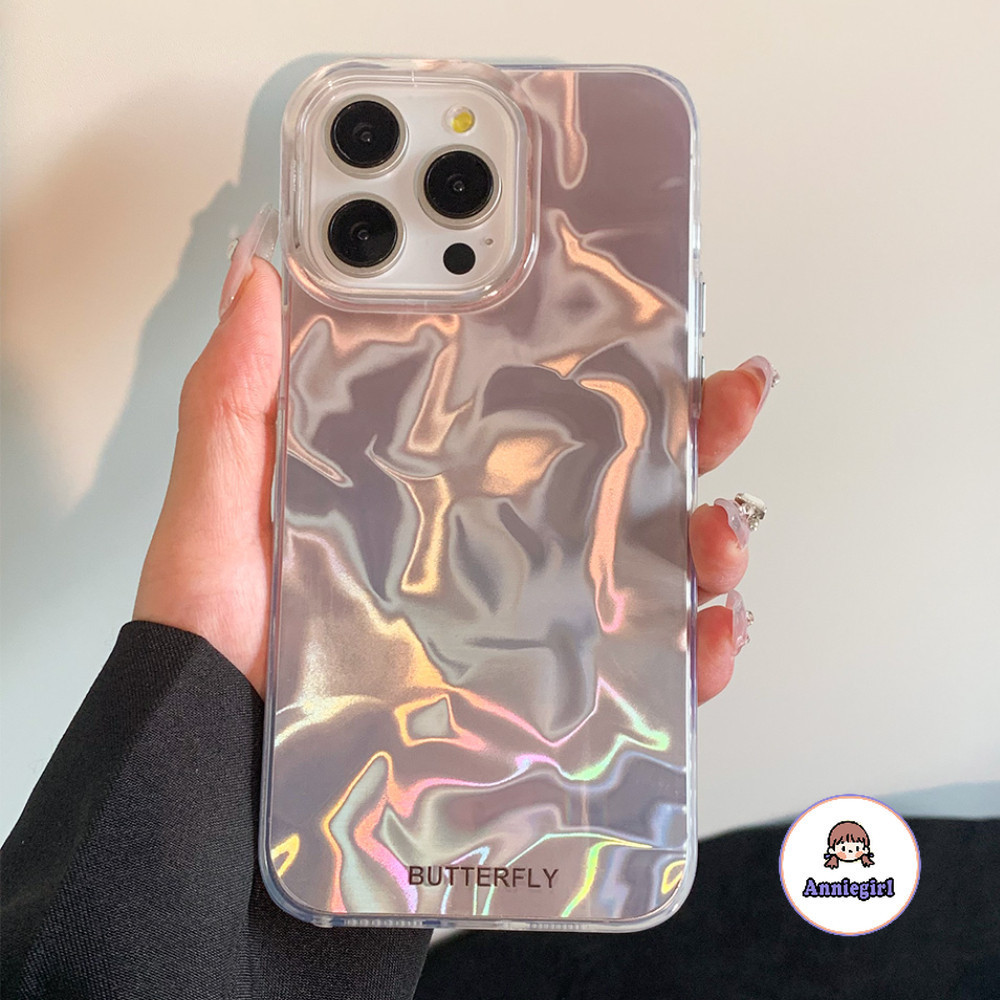เกาหลีเลเซอร์ระลอกน้ําเคสโทรศัพท์สําหรับiphone 11 13 14 Pro MAX 12 15 Promax XS MAX XR 8 7 Plusฝุ่นแข็งโทรศัพท์ปกหลัง