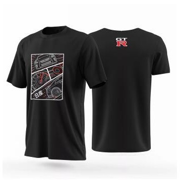 Nissan Gtr Nismo Edition เสื้อยืดเจอร์ซีย์ไมโครไฟเบอร์สีดํา ( แขนสั้น )