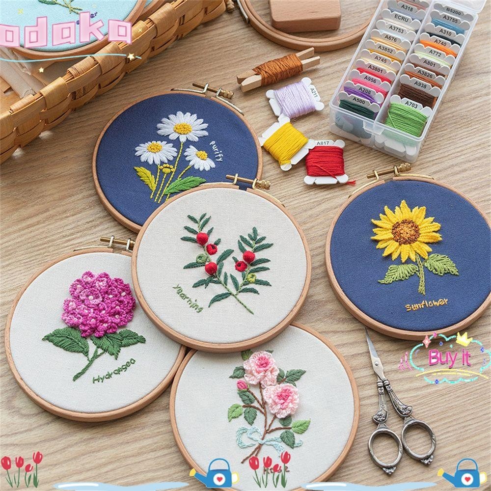 🔥 มีสินค้าในสต็อก 🔥 Odaka ชุดเย็บปักถักร้อย ชุดช่อดอกไม้ทํามือ ด้ายเข็มเริ่มต้น