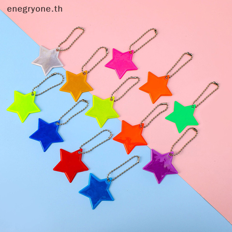 แฟชั่น Creative สีสัน Star สะท้อนแสงพวงกุญแจจี้กระเป๋าเป้สะพายหลังอุปกรณ์ตกแต่งแฟชั่น Night Warning Star Keyrings ของขวัญ < Enegryone.th>