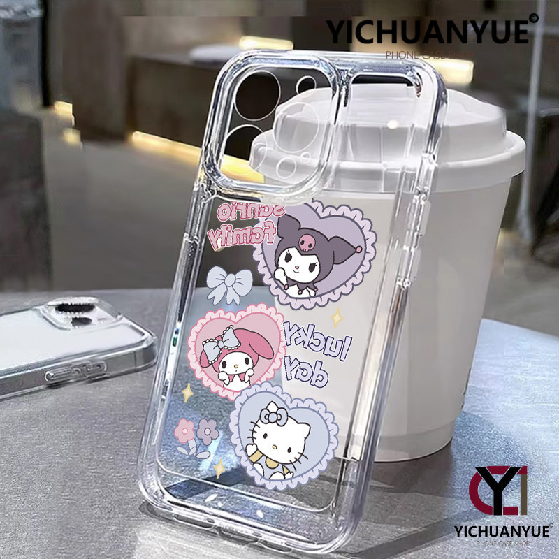 YICHUANYUE-โปร่งใส เปลือกอวกาศเคส Cute Family รุ่น สำหรับ เคสไอโฟน11 13 15 14 12 Pro Max 15 14 7 8 Plus X XR XS MAX Case