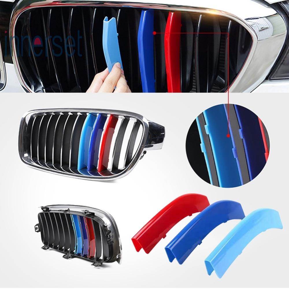 3 ชิ้นกระจังหน้ารถตกแต่งหัวเข็มขัด Auto Grill Trim สําหรับ BMW 3 Series E46 1997-2004 [innerset.th]