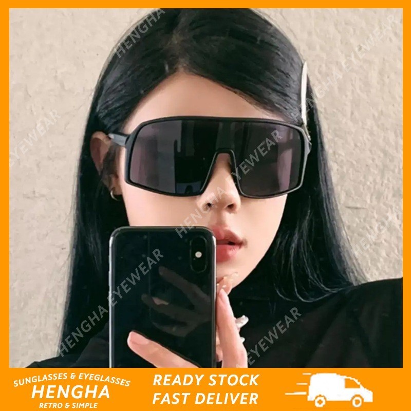 (HENGHA) แว่นตากันลมสําหรับปั่นจักรยานกลางแจ้งกรอบขนาดใหญ่แว่นกันแดดป้องกันรังสียูวีชิ้นเดียว