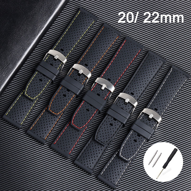 20มิลลิเมตร22มิลลิเมตรซิลิโคนสายนาฬิกาสําหรับ ไซโก้ ดําน้ํานักดําน้ํา Skx007 skx009สีดําสร้อยข้อมือย