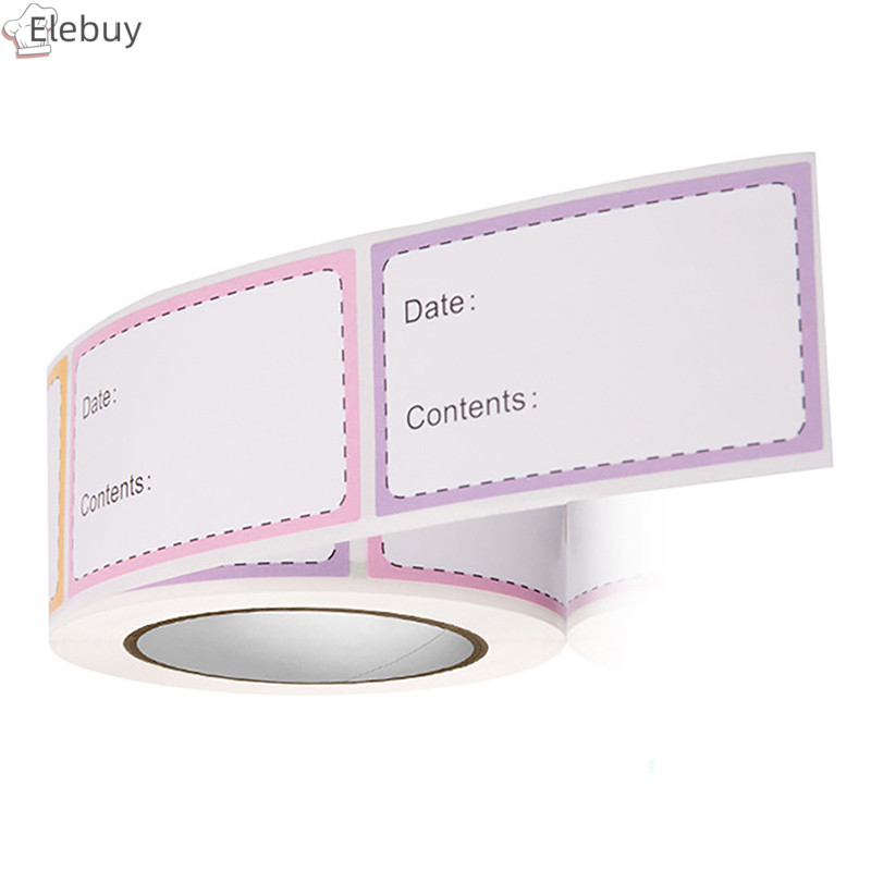 Elebuy 250 ชิ้น/ม้วน Self-Adhesive ตู้แช่แข็งตู้เย็นอาหารกระดาษสติกเกอร์ป้ายสีขาววันที่สติกเกอร์สําหรับ Home Storage แท็กใหม่