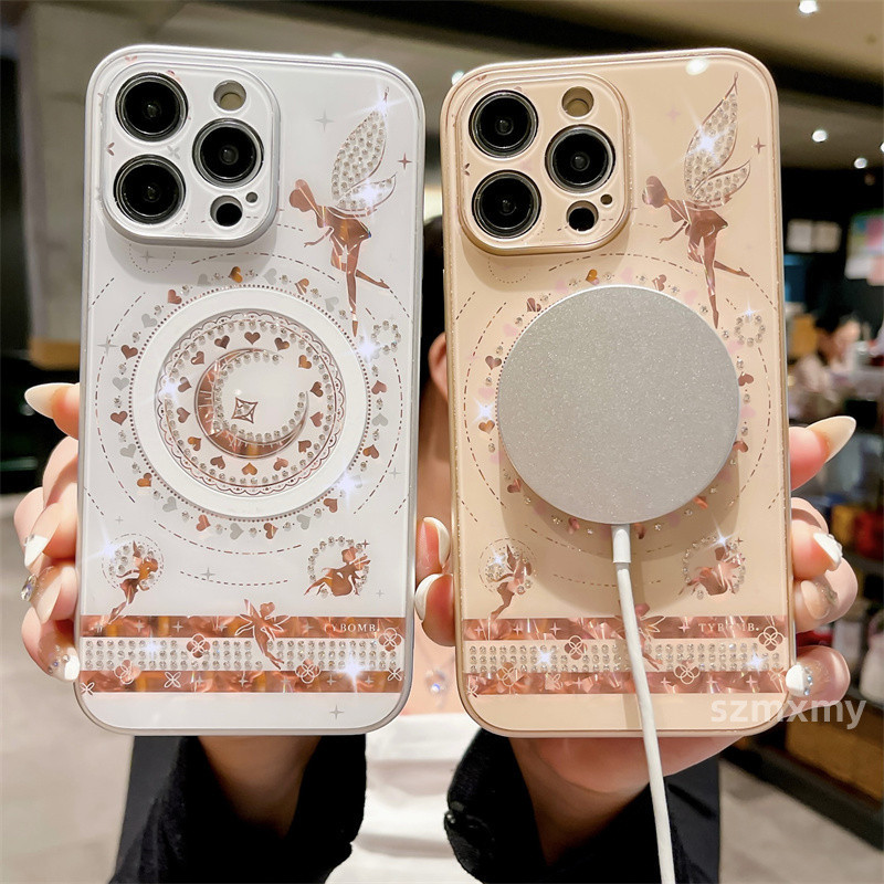 เคสโทรศัพท์แม่เหล็กประดับเพชรประกายหรูหราและทันสมัยสําหรับ ไอโฟน 15 14 13 12 11 มือโปร สูงสุด 15บวก 14บวก รวมทุกอย่างเคสป้องกันการตกแบรนด์อินเทรนด์