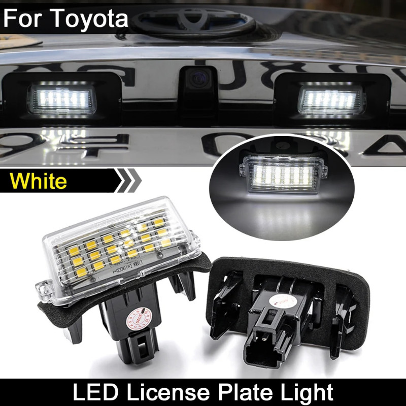 2 ชิ้นสีขาวป้ายทะเบียนหลอดไฟ LED จํานวนแผ่นโคมไฟสําหรับ Toyota Fortuner Vios Yaris Corolla Altis Noah Voxy Prius C