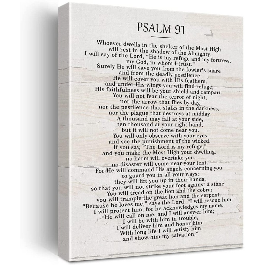 1 Piece Poster Psalm 91 Bible Verse Quote Canvas Wall Art Inspirational Rustic Decor Motivational Sc