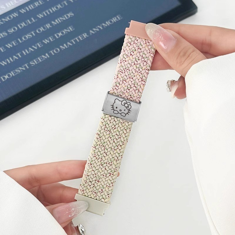 20 มม.22 มม.น่ารักแกะสลักแมวสําหรับ Samsung Galaxy นาฬิกา 7 5 4 6 pro คลาสสิก 45 มม.44 มม.40 มม. Braided Solo Loop สร้อยข้อมือ correa HUAWEI นาฬิกา GT 2e-3 band - รูปที่ 6