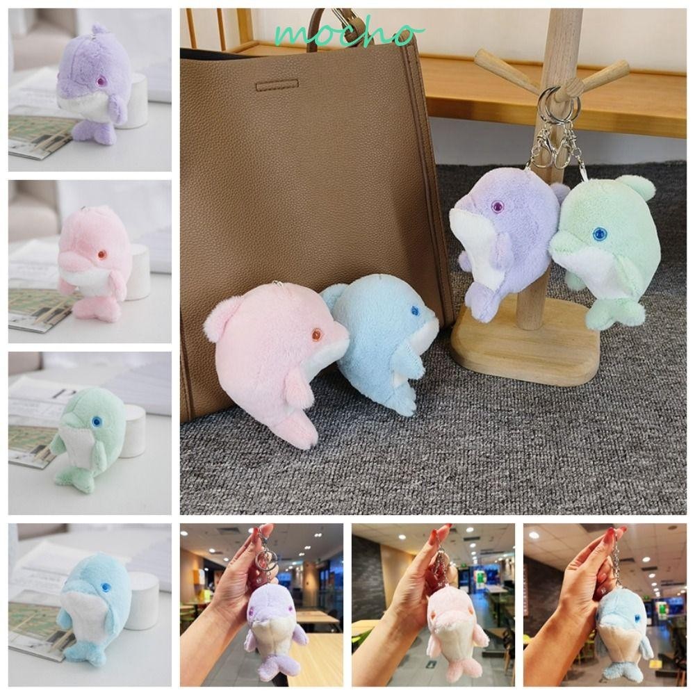 Mocho พวงกุญแจตุ๊กตาโลมา,ตุ๊กตาตุ๊กตาFluffy Pom Pom Whaleแหวน,น่ารักนุ่มปลาโลมาการ์ตูนน่ารักตุ๊กตาปลาโลมาจี้เพื่อนของขวัญวันเกิด