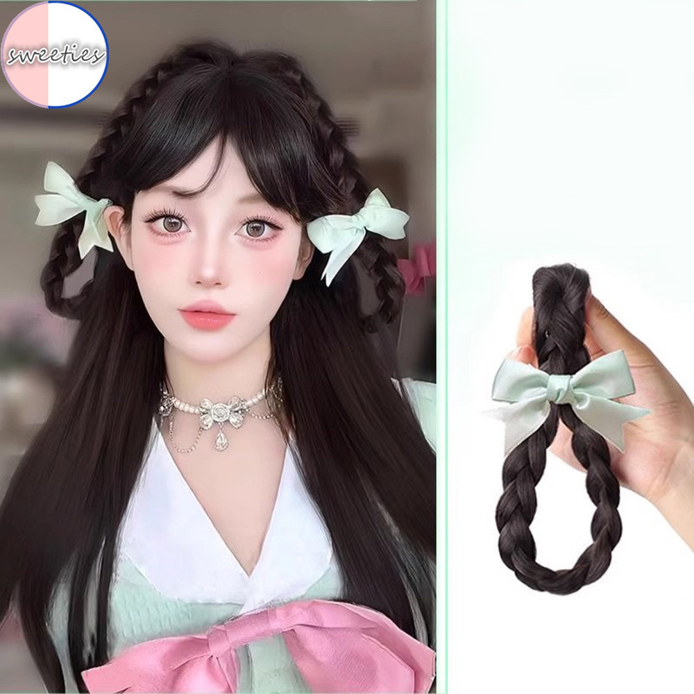 จําลอง กุทัณฑ์หวานแขวนหูกระต่ายแป้งทอดบิดถักเปียกิ๊บวิกผมผู้หญิงธรรมชาติบิดถักเปียวิกผม