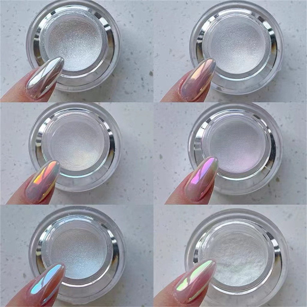 ✅ นําเข้าของแท้ Super Delicate Sky Mirror Moonstone Pearl Magic Mirror Powder Aurora Powder อุปกรณ์แต่งเล็บสไตล์เดียวกันในทะเล