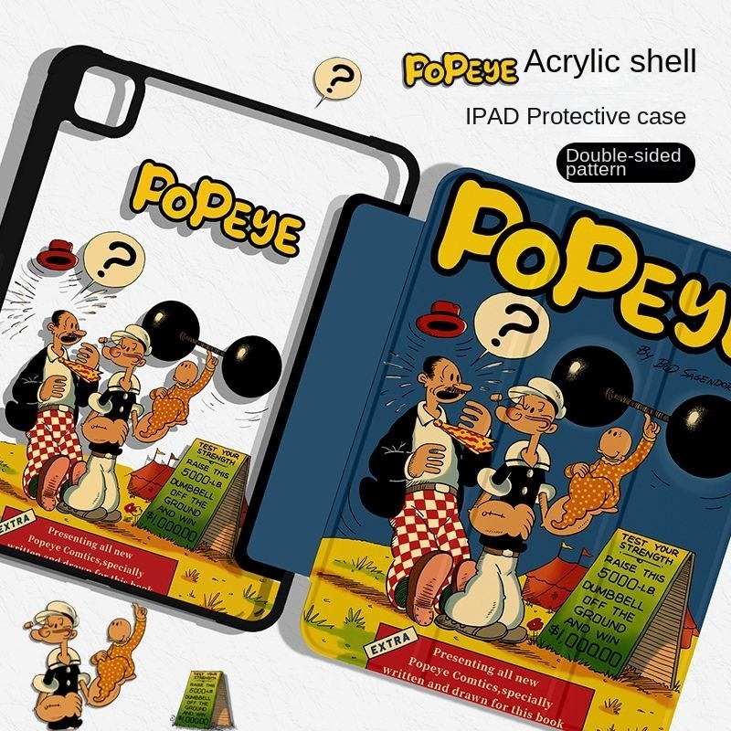 สําหรับpopeye GraffitiสําหรับiPad Air5 ฝาครอบป้องกัน 2022 อะคริลิคPro11 พับ 9/10th Generation AntiดัดMini6 รูปแบบการ์ตูน