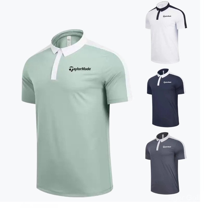 [TaylorMade] กอล์ฟฤดูร้อนผู้ชายแห้งเร็วแขนสั้นเสื้อยืดเสื้อโปโล dx0153ยืดหยุ่นสูง q0vd