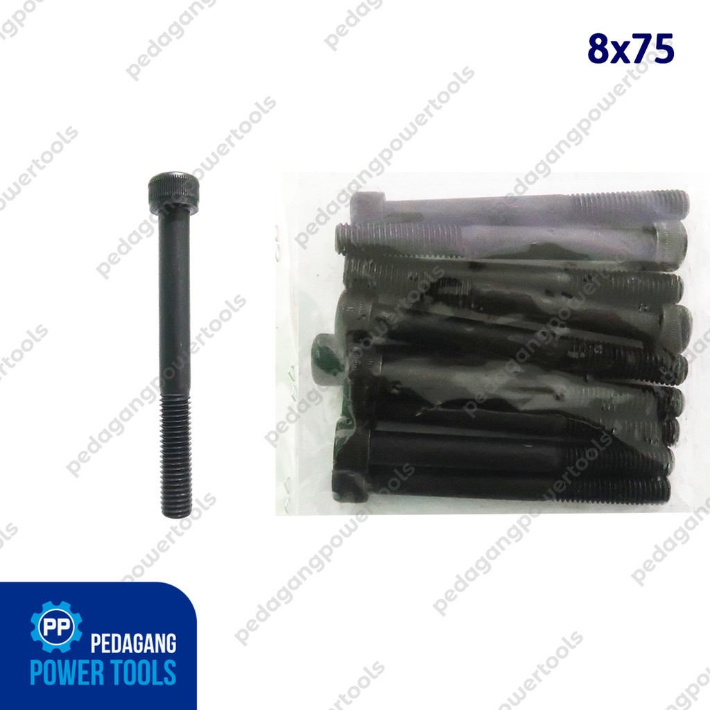 JP Bolt L M8 x 75 มม. เนื้อหา 10 ชิ้น สกรูหัวจมหกเหลี่ยมเหล็กสีดํา 8x75 สกรูหกเหลี่ยม