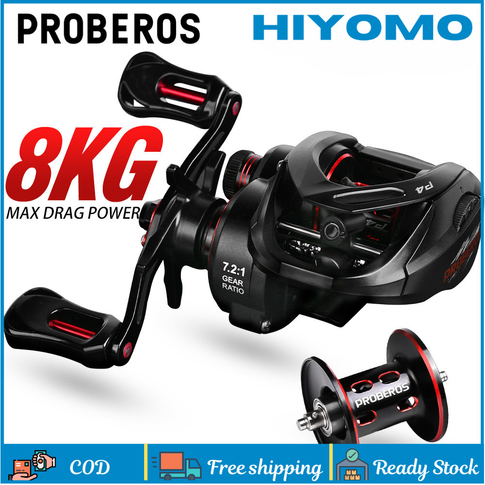 Proberos ลาก Clicker Baitcasting Reel 7.2:1 อัตราทดเกียร์โลหะตกปลา Reel น้ําเค็ม 5 + 1BB Ultra Light Bc รอกหล่อ 8KG ลากสูงสุด Sneakhead Jigging อุปกรณ์ตกปลา
