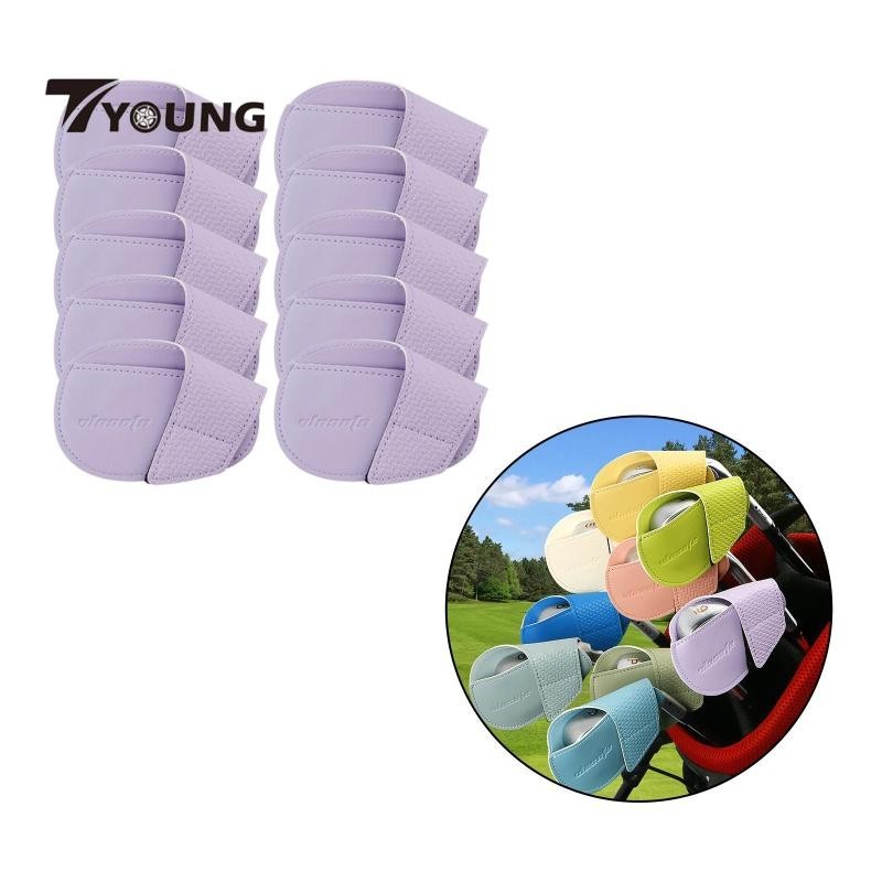 [ 10x Golf Iron Headcover Golf Cover ทนต่อการสึกหรอ PU แบบพกพาน้ําหนักเบา