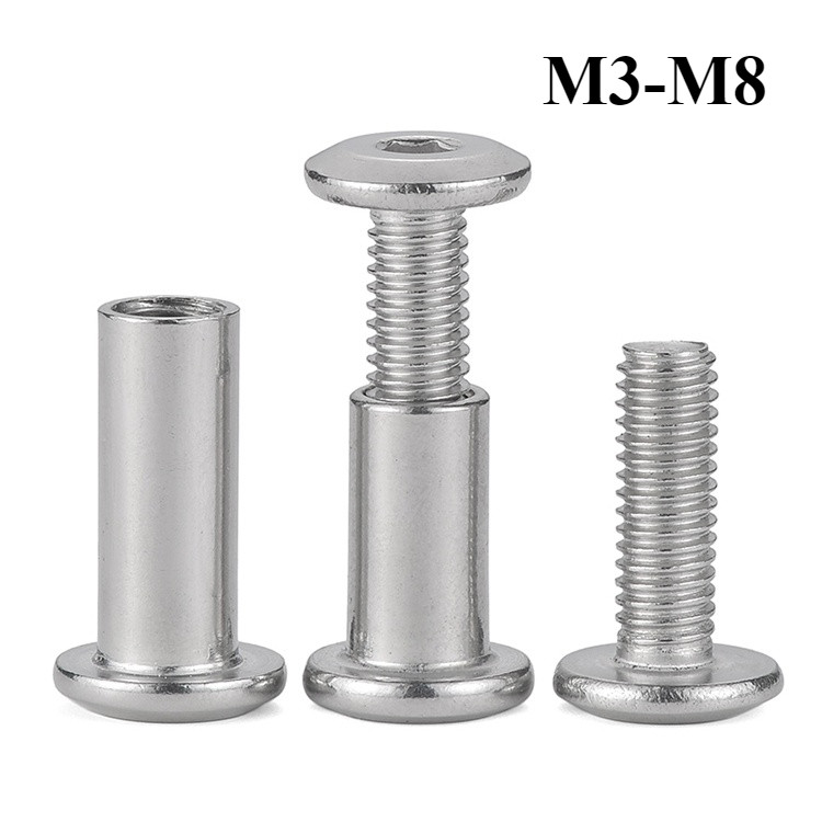 [เจซีซี่] 304 สแตนเลสซ็อกเก็ตหกเหลี่ยมซ็อกเก็ตหญิงคู่ล็อคสกรูก้นชายหญิง หมุดย้ํา คู่เกลียวบิดหัวเข็มขัดเฝือกชุดน็อต