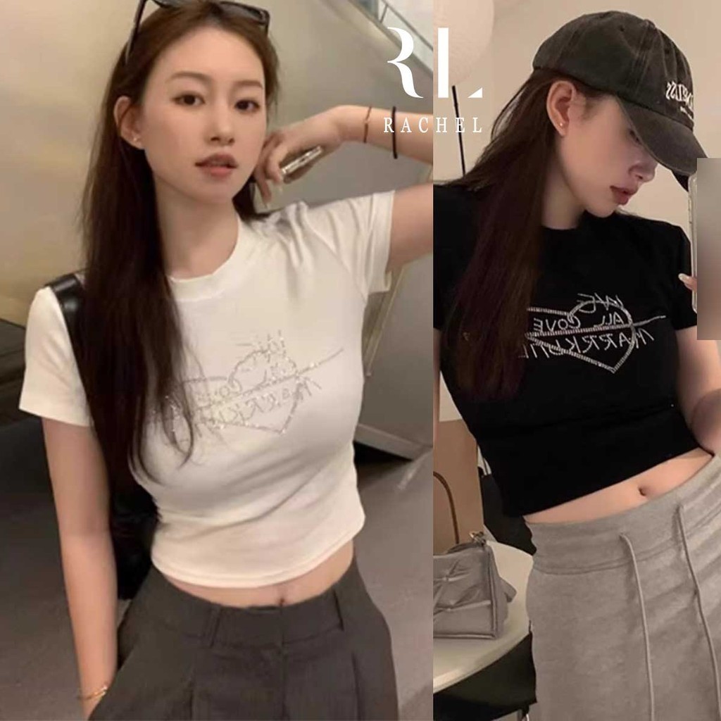 เสื้อครอปรุ่นใหม่ล่าสุด ปักเพชรสุดน่ารัก