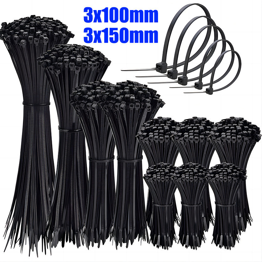 100/200/300 ชิ้น Self-Locked Nylon Cable Ties / สายพลาสติก Zip Ties / สายปรับได้ Fastening Loop