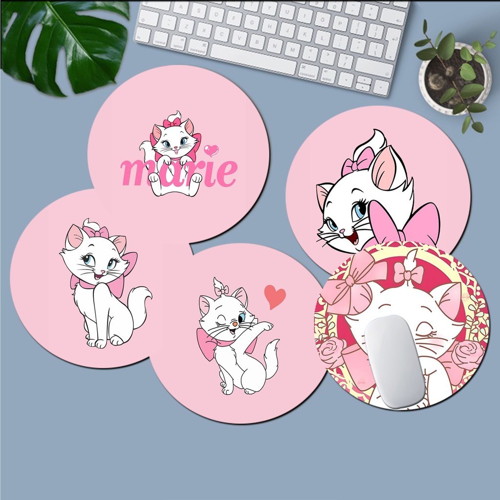 Disney The Aristocats Marie Cat INS Tide Round แผ่นรองเมาส์หนาคีย์บอร์ดเกมแผ่นรองโต๊ะอุปกรณ์เสริมโต๊ะเล่น Mats